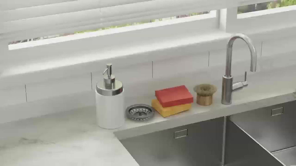Kitchen Essential – Heavy-Duty Metal Kitchen Sink Organizer Tray - Built-in Sponge Holder with Dish Brush Slot - Space-Saving Countertop Organizer Compatible with Standard Sinks - Easy-Clean