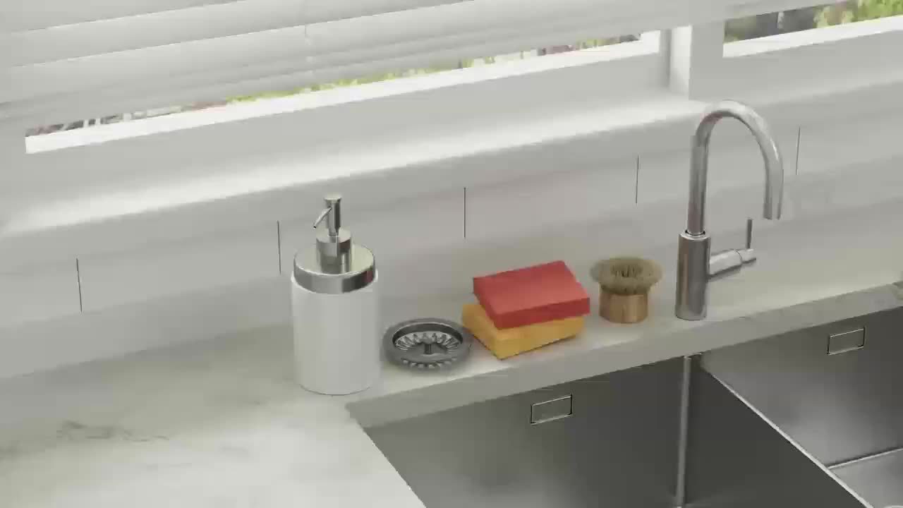 Kitchen Essential – Heavy-Duty Metal Kitchen Sink Organizer Tray - Built-in Sponge Holder with Dish Brush Slot - Space-Saving Countertop Organizer Compatible with Standard Sinks - Easy-Clean