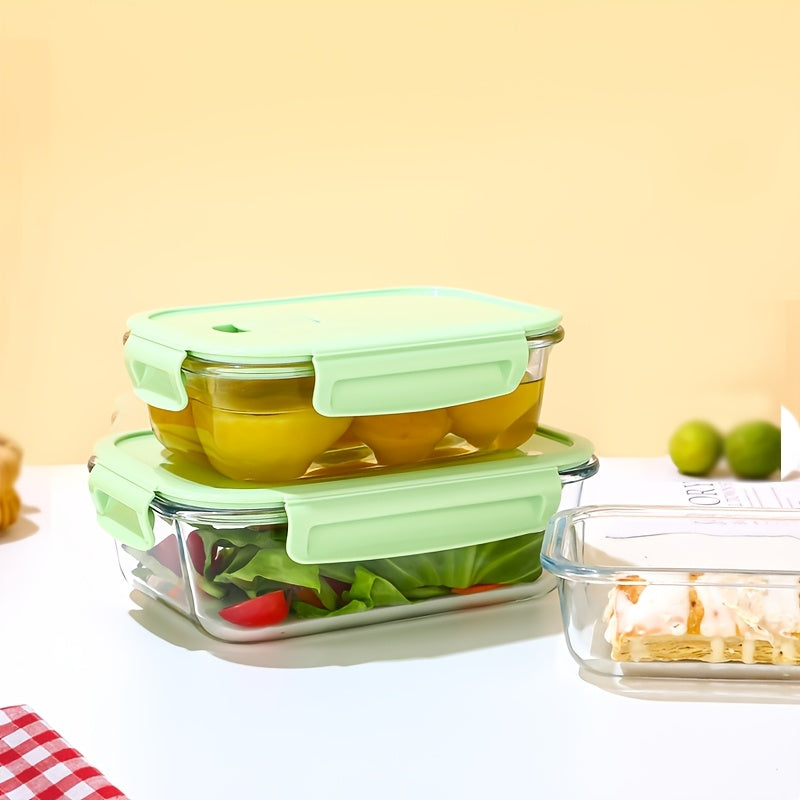 8pcs Borosilicate Glass Food Storage Containers with Lids, Light Blue/Green, with Stripes Meal Prep Containers, Airtight Bento Boxes, Leak Proof Locking, for Microwave, Oven, Freezer And Dishwasher, BPA Free, Organization Storage, Gifts
