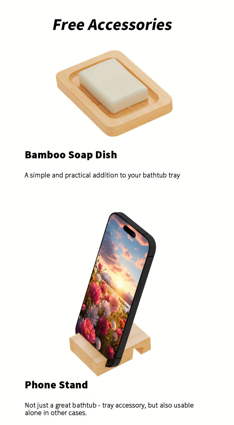 Sturdy And Durable Bathtub Tray, Made Of Wood. The Bath Table Tray Is Adjustable. The Bathtub - Specific Bath Caddy Tray Ensures Hassle - Free Storage. A Thoughtful Gift for Her.