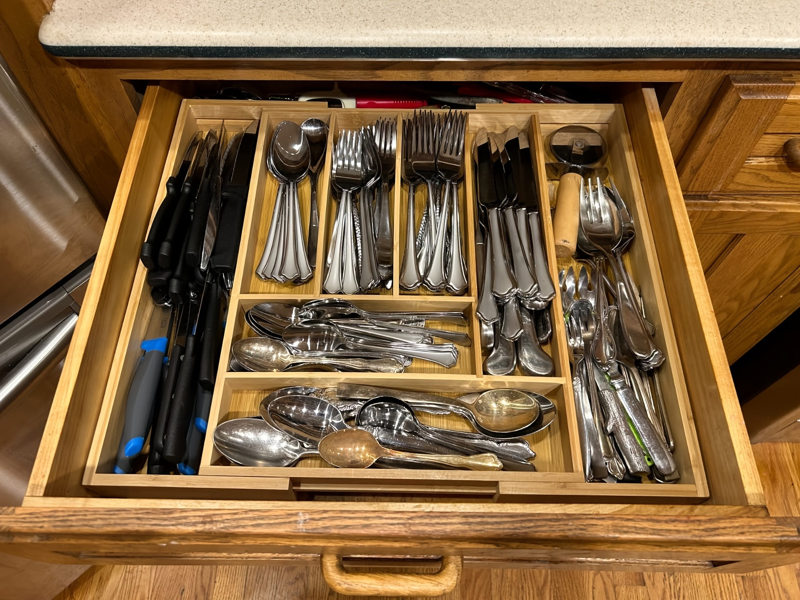 Premium Stackable Storage Drawer – smooth-access cabinet organization, Bamboo Expandable Silverware Drawer Organizer Adjustable Kitchen Utensil Tray for Forks Spoons And Knives, designed for American homes, daily convenience and practical gifting