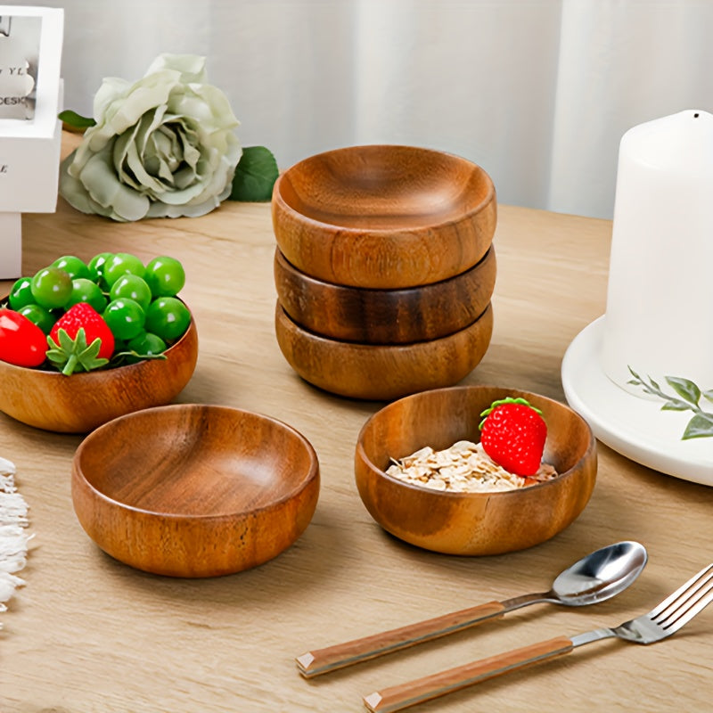 Modern 10/5pcs Home Storage Organizer – space-saving everyday organization, 10 5pcs Acacia Wooden Bowls Small Calabash Bowls Carved Calabash Dip Trays for Serving, designed for American homes, daily convenience and practical gifting