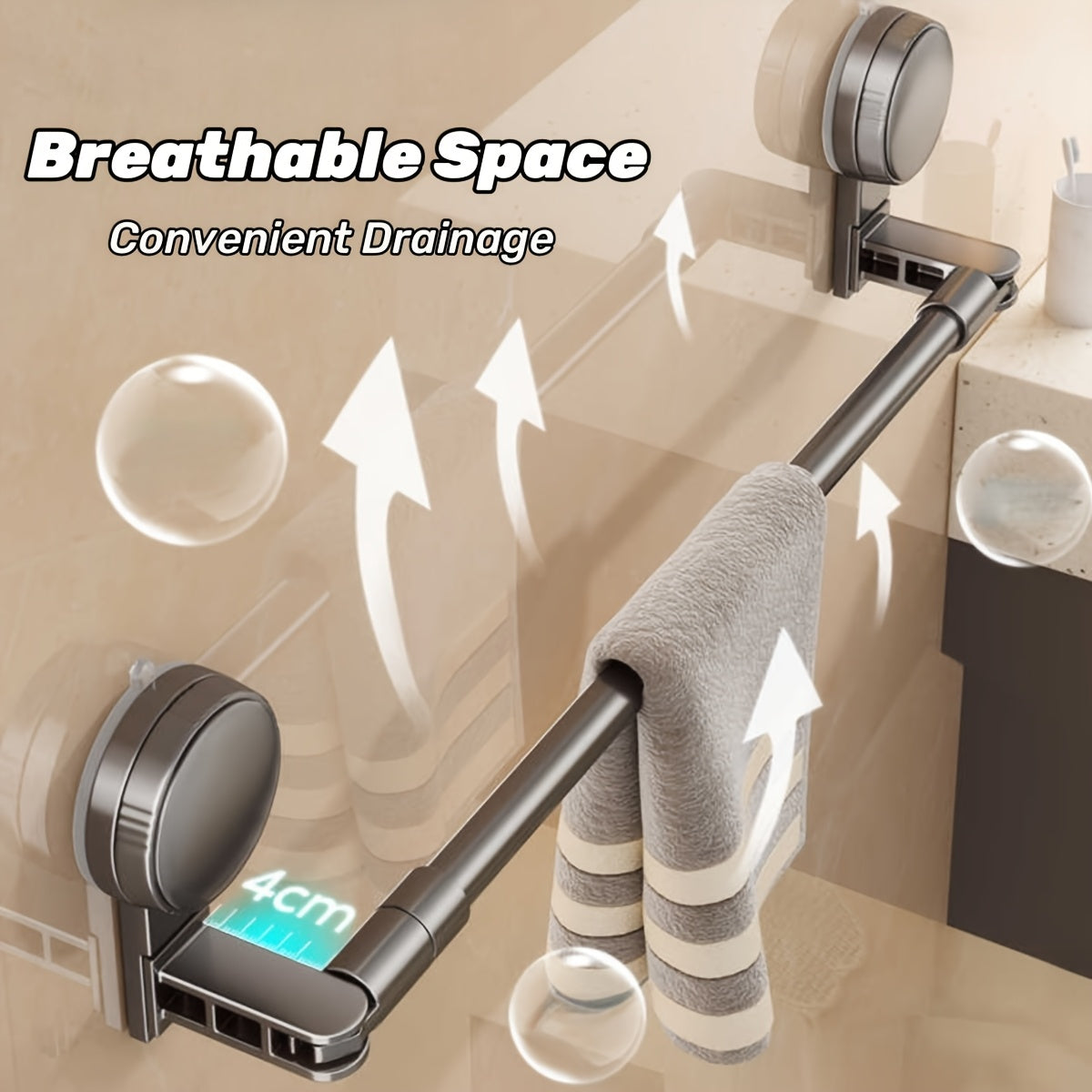 Heavy-Duty 1pc Reusable Drinkware Set – easy-access beverage storage, 1pc Extendable Bathroom Hanger - Black Suction Cup Installation Towel Rack Bathroom Hanger Pole, designed for American homes, daily convenience and practical gifting