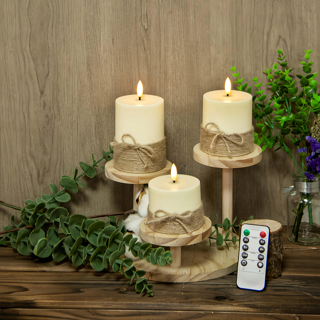 3pcs Flameless Candle Light Set, Remote Control And Tied Rope Electronic Candles, Battery-Operated (Batteries Not Included In Shipping), Suitable For Birthday And Wedding Props, Remote Control Candles, Ideal For Home, Bedroom, Weddings, Proposals