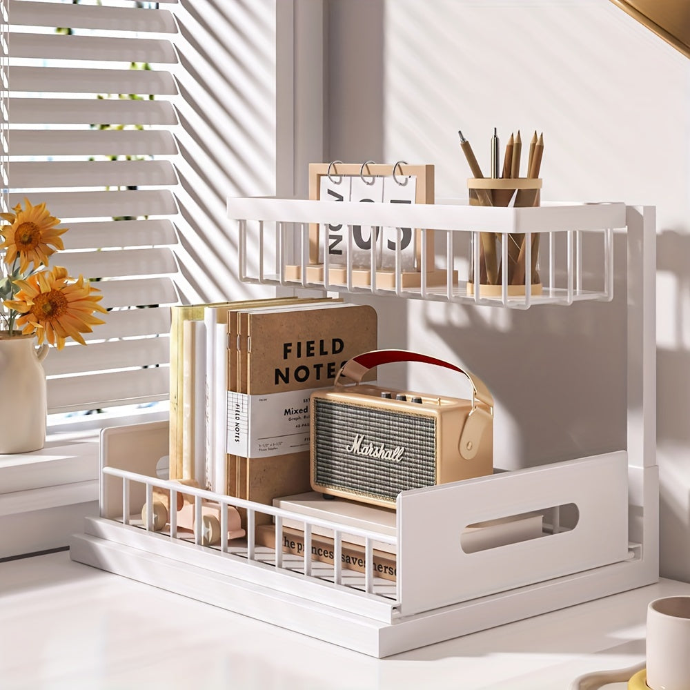 Versatile 2pcs Adjustable Home Storage Rack – durable multi-purpose storage, Under Sink Organizer 2-Tier Under Kitchen Bathroom Sink Organizers and Storage No Drilling Rustproof, designed for American homes, daily convenience and practical gifting