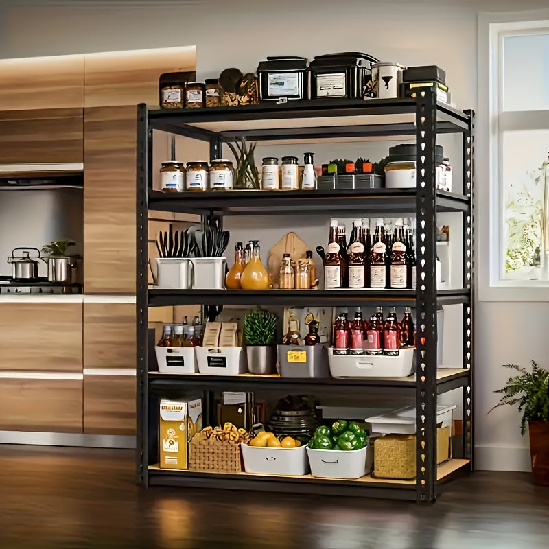 2000LBS Capacity 5 Tier 72''H/60"H Storage Shelves, 72" H X 36" W X 16" D/60" H X 28" W X 12" D Adjustable Metal Shelving Unit, Heavy Duty Garage Storage Shelves for Warehouse, Basement, Kitchen, Pantry, Living Room, Black