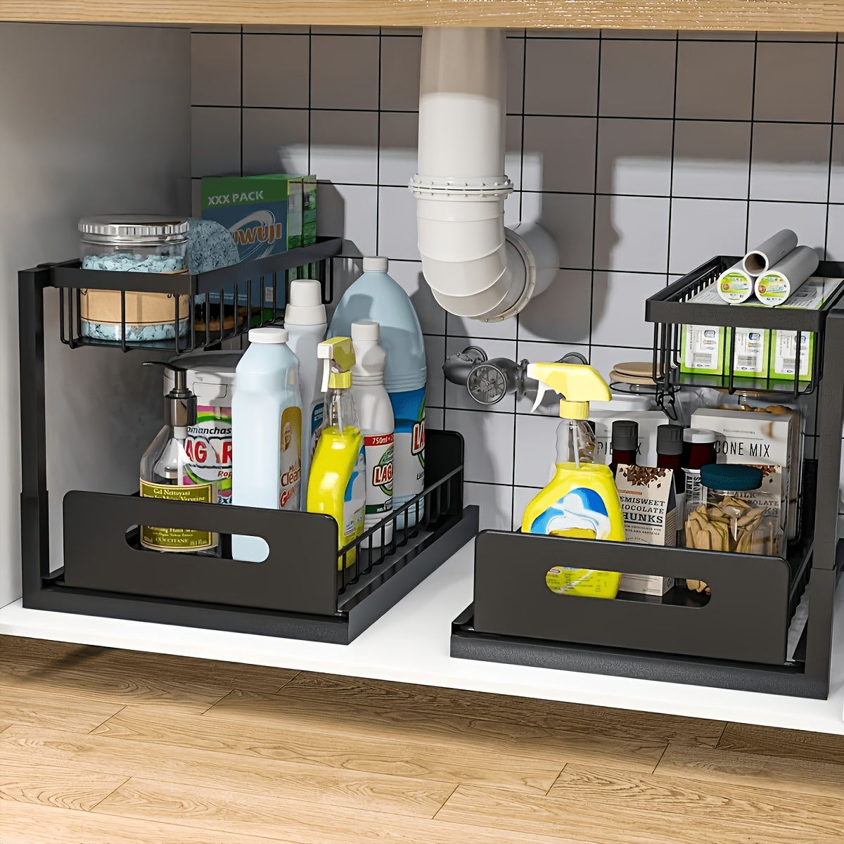 Multi-Purpose 1pc Pull-Out Cabinet Drawer Organizer – smooth-access storage, space-saving cabinet organization, designed for American kitchens, pantries, apartments, home organization, daily use and practical gifting