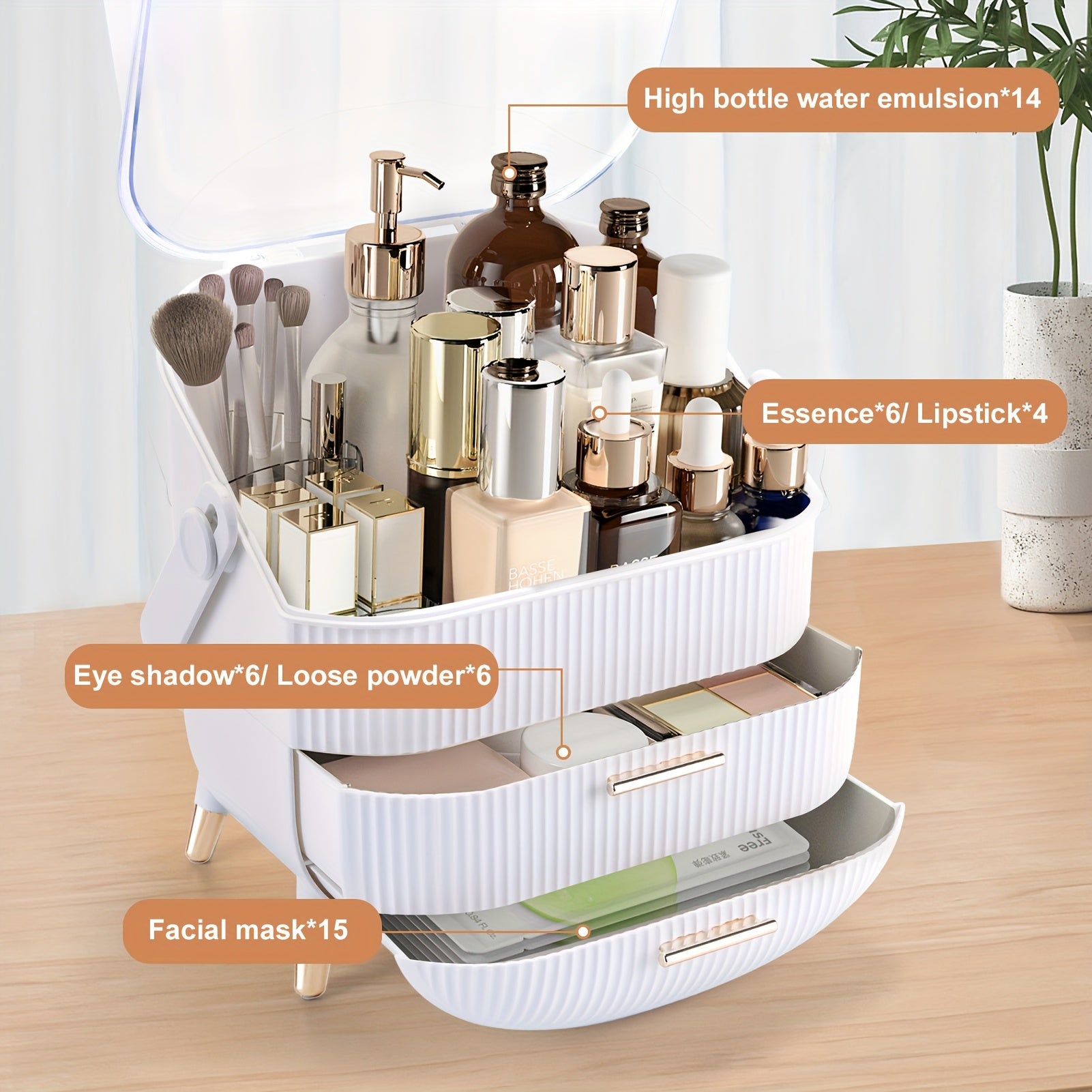 Space-Saving Stackable Storage Drawer – smooth-access cabinet organization, Makeup Organizer for Vanity Make Up Organizers And Storage Cosmetics Skincare Organizers with Lid, designed for American homes, daily convenience and practical gifting