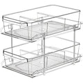 1/2pcs Large-Capacity Double-Layer Transparent Pull-Out Storage Multi-Purpose Slide-Out Storage Container Space-Saving Design Durable Plastic Shelves Bathroom Vanity Storage Sink Cabinet Storage Kitchen Organization