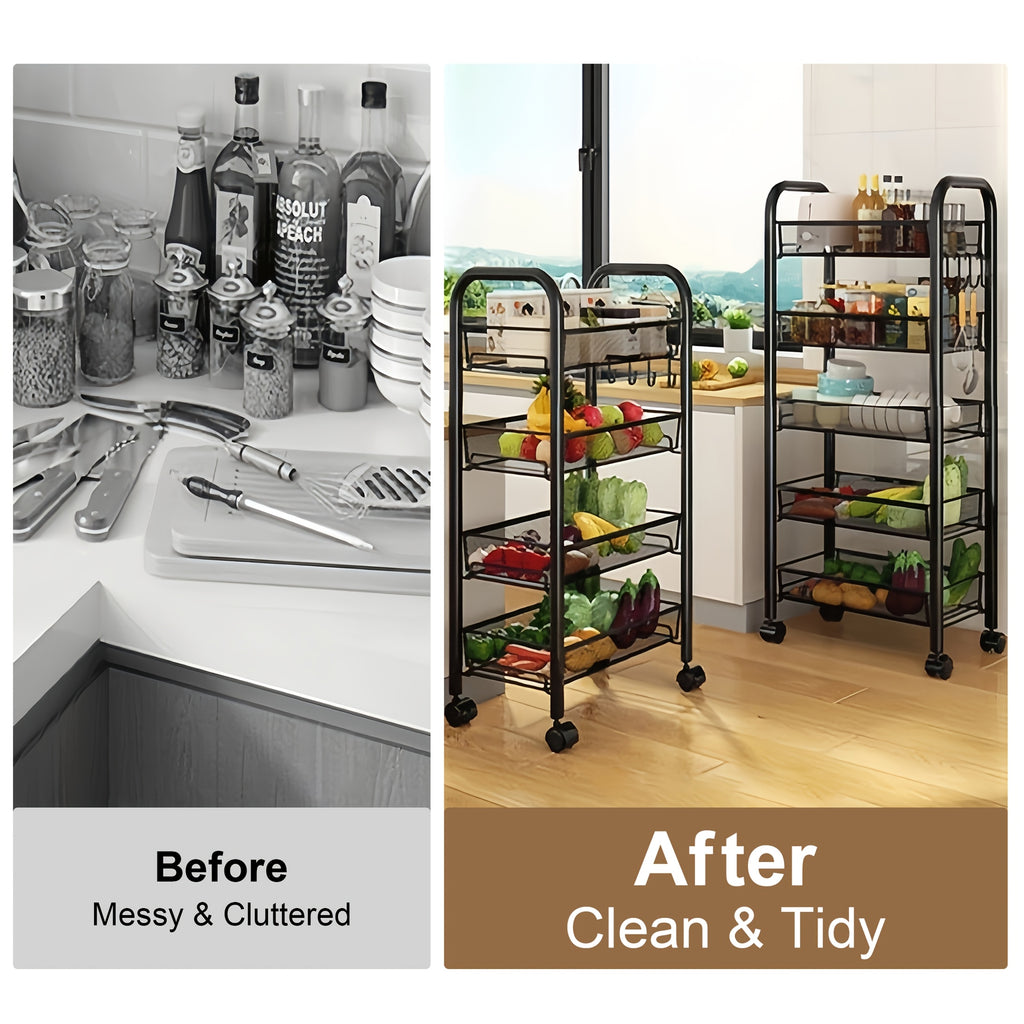 Versatile 1pc Adjustable Home Storage Rack – durable multi-purpose storage, 1pc 3 4 5 Tier Swivel Kitchen Storage Cart - Durable Carbon Steel Storage, designed for American homes, daily convenience and practical gifting