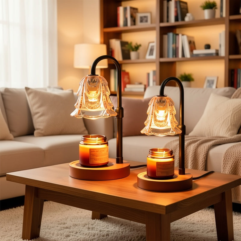 2-Pack Candle Warmer Lamp, Candleholders, LED Light With Dimmer And Wood Base, Height And Brightness Adjustable Wax Warming Lamps, House Warming Gifts New Home Decor, New Year And Valentine'S Day Gift, For Wife Mom Lovers Friends [Bulb Not Included]