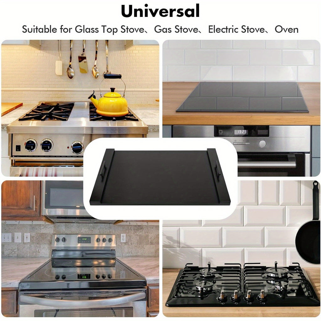 Premium Acacia Wood Stove Cover with Handles - Versatile Cutting Board & Serving Tray for Gas Stove Top, Glass Cooktop Protector, Rustic Kitchen Decor, Food-Safe & Durable Design, Countertop Protector | Decorative Stove Top | Smooth Wooden Finish