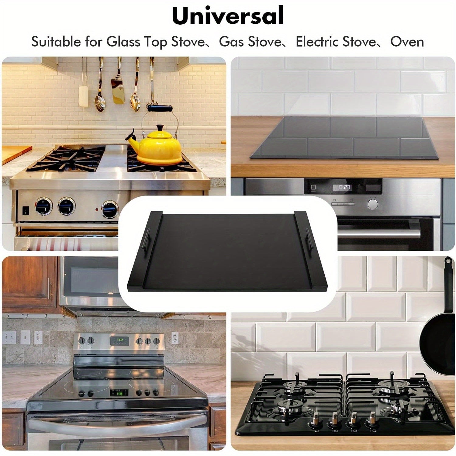 Premium Acacia Wood Stove Cover with Handles - Versatile Cutting Board & Serving Tray for Gas Stove Top, Glass Cooktop Protector, Rustic Kitchen Decor, Food-Safe & Durable Design, Countertop Protector | Decorative Stove Top | Smooth Wooden Finish