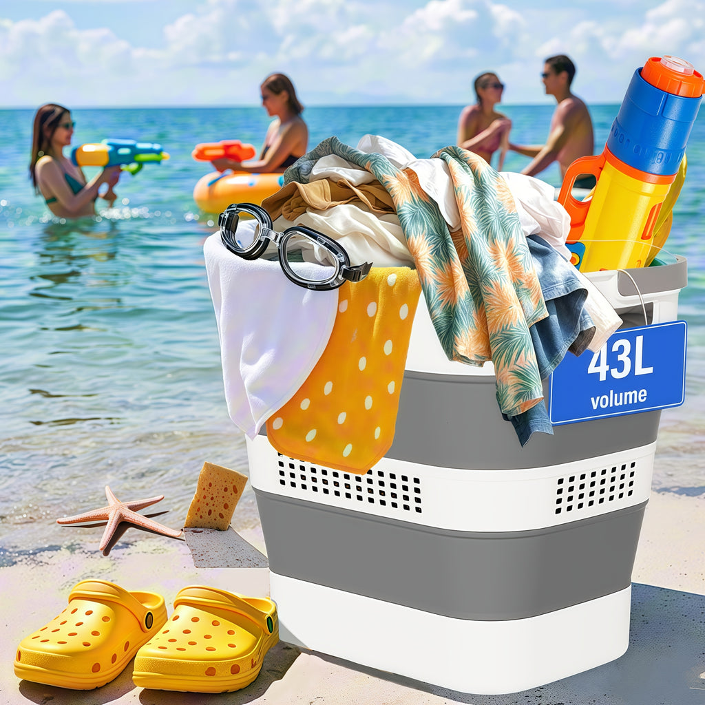 Versatile Stackable Home Storage Bins – portable space-saving storage, Collapsible Laundry Basket 43L 11 5 Gallon Foldable Laundry Basket Plastic with Handles Pop, designed for American homes, daily convenience and practical gifting