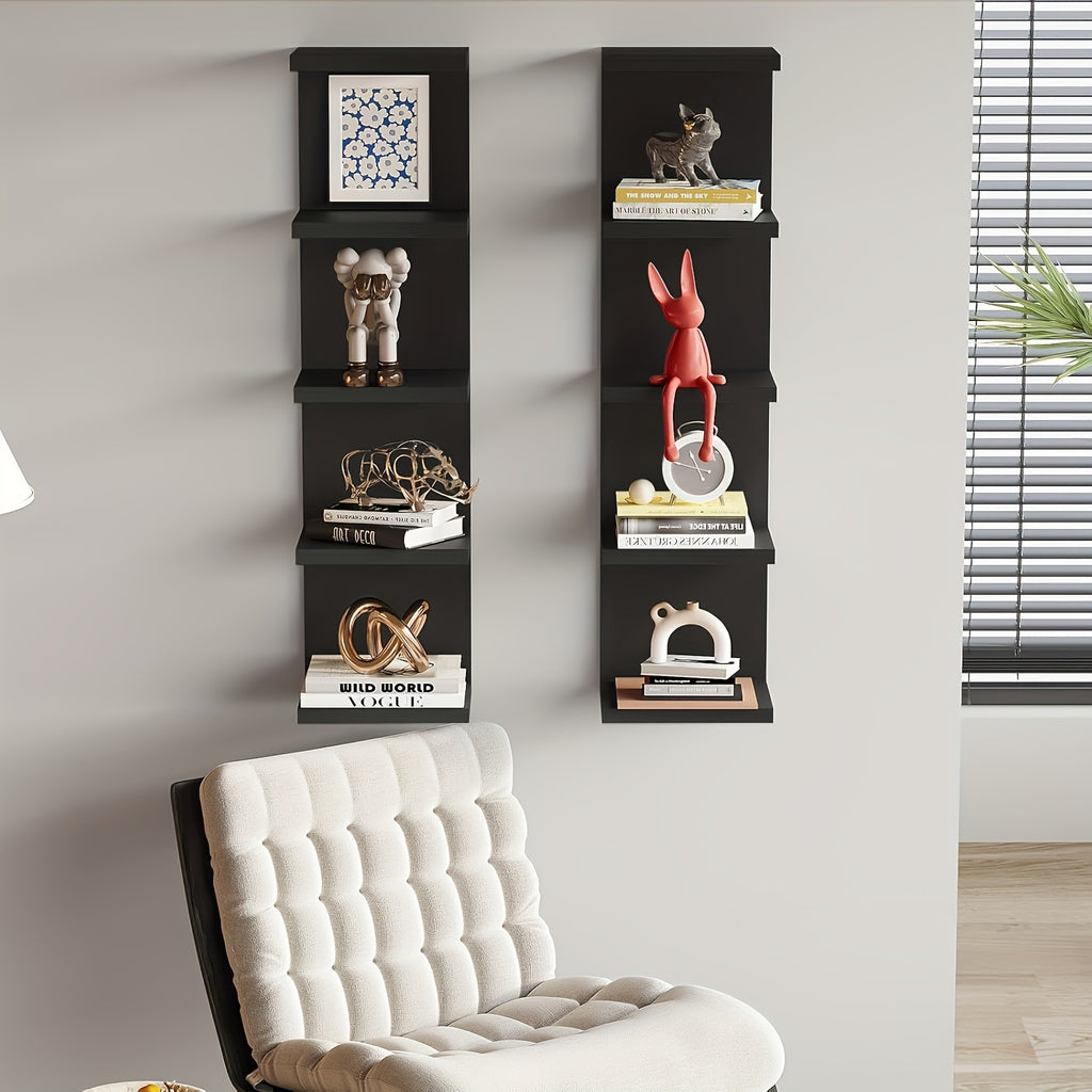 Home Storage Organizer – 3/5 Tier Floating Shelf Unit In Black Or White Innovative Space-saving Modern Storage Solution Quality Assured, Easy Installation Ideal for Bedrooms And Living Rooms