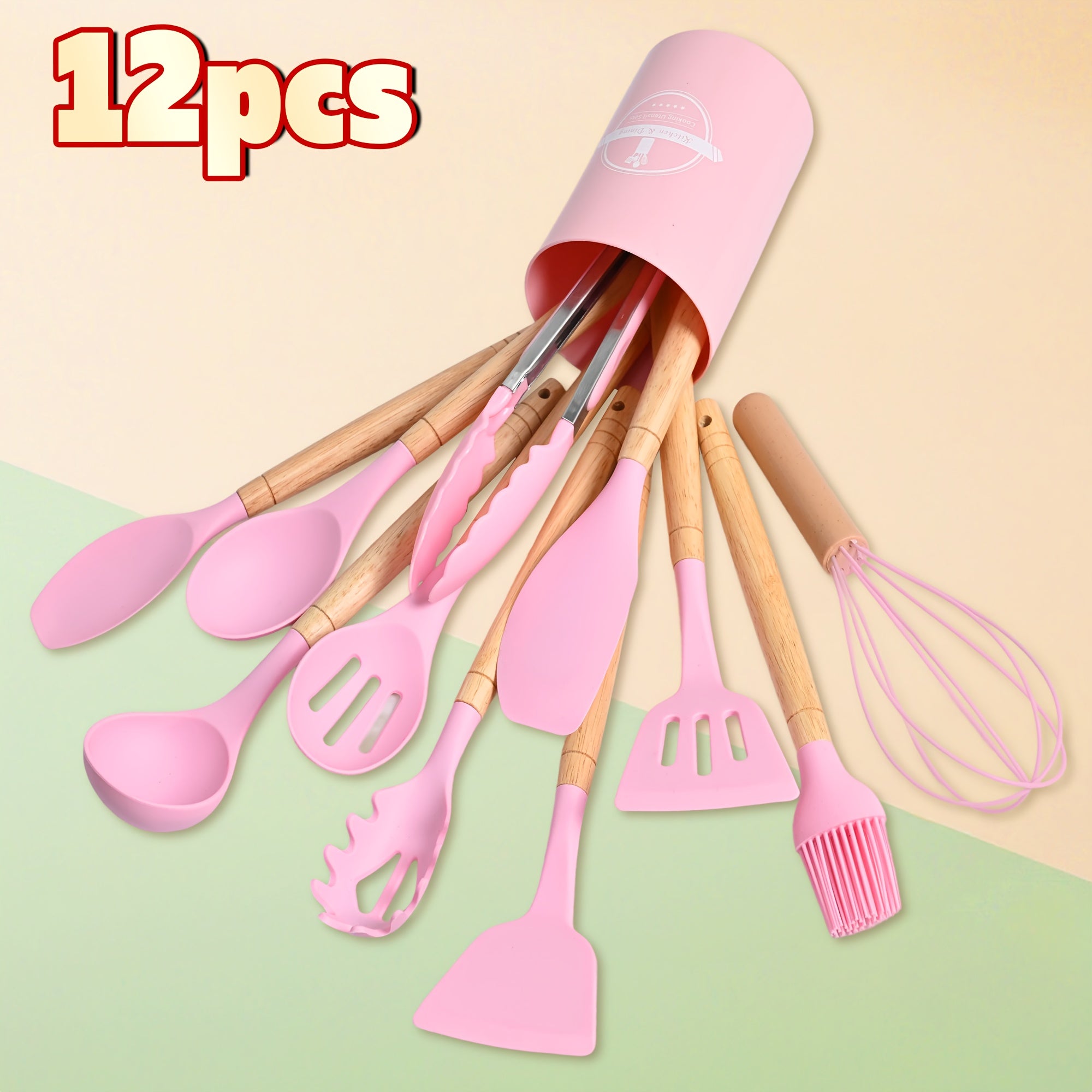 Space-Saving Home Storage Organizer – space-saving everyday organization, Kitchen Utensil Set Includes Wooden Handle Silicone Cooking Tools Heat-Resistant Silicone Spatula Wooden Handle, designed for American homes, daily convenience and practical gi