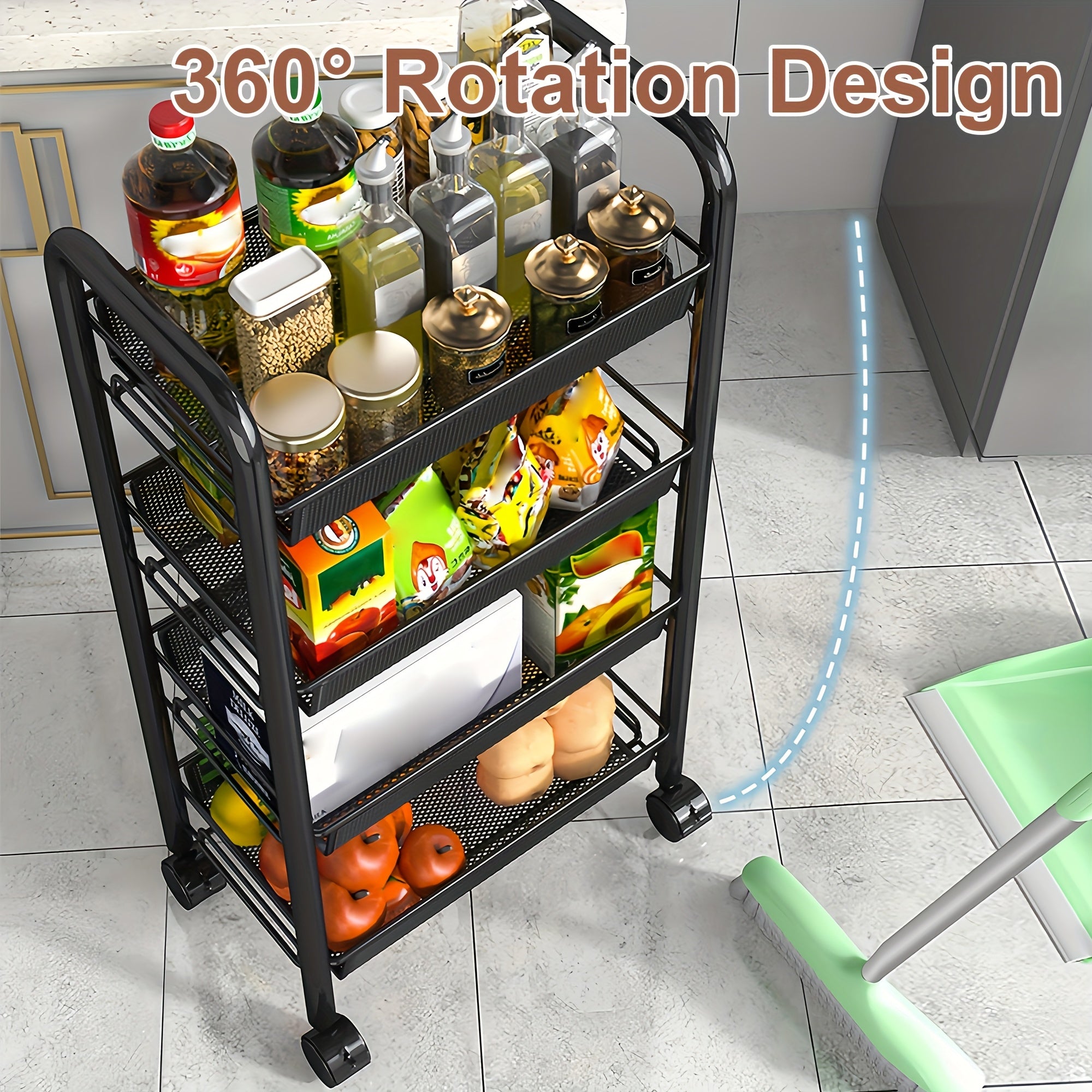 Space-Saving Adjustable Home Storage Rack – durable multi-purpose storage, Multi-layer Carbon Steel Storage Trolley Multifunctional Storage Trolley On Wheels Space Saving Detachable Carbon, designed for American homes, daily convenience and practical