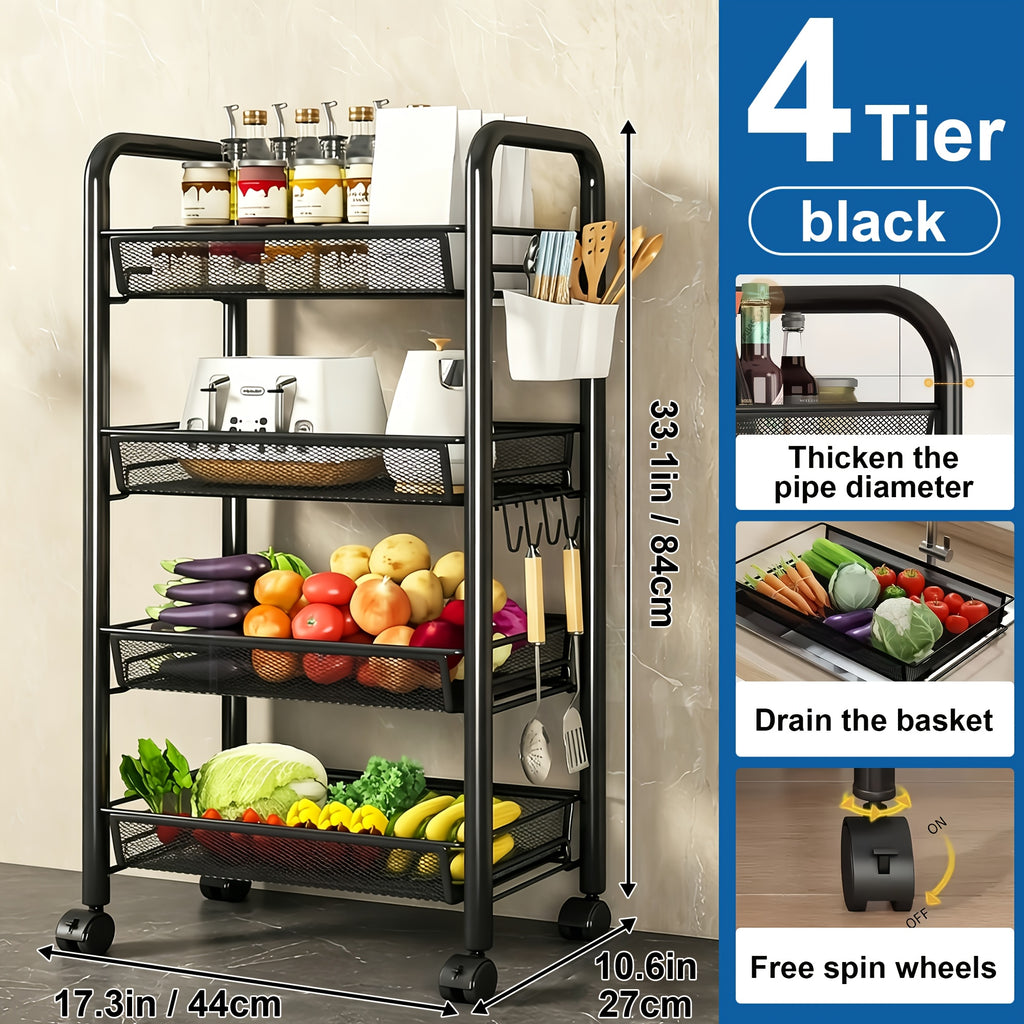 Heavy-Duty 3/4/5 Tier Adjustable Home Storage Rack – durable multi-purpose storage, 3 4 5 Tier Kitchen Dining Side Cart - Carbon Steel Storage Cart Multifunctional, designed for American homes, daily convenience and practical gifting