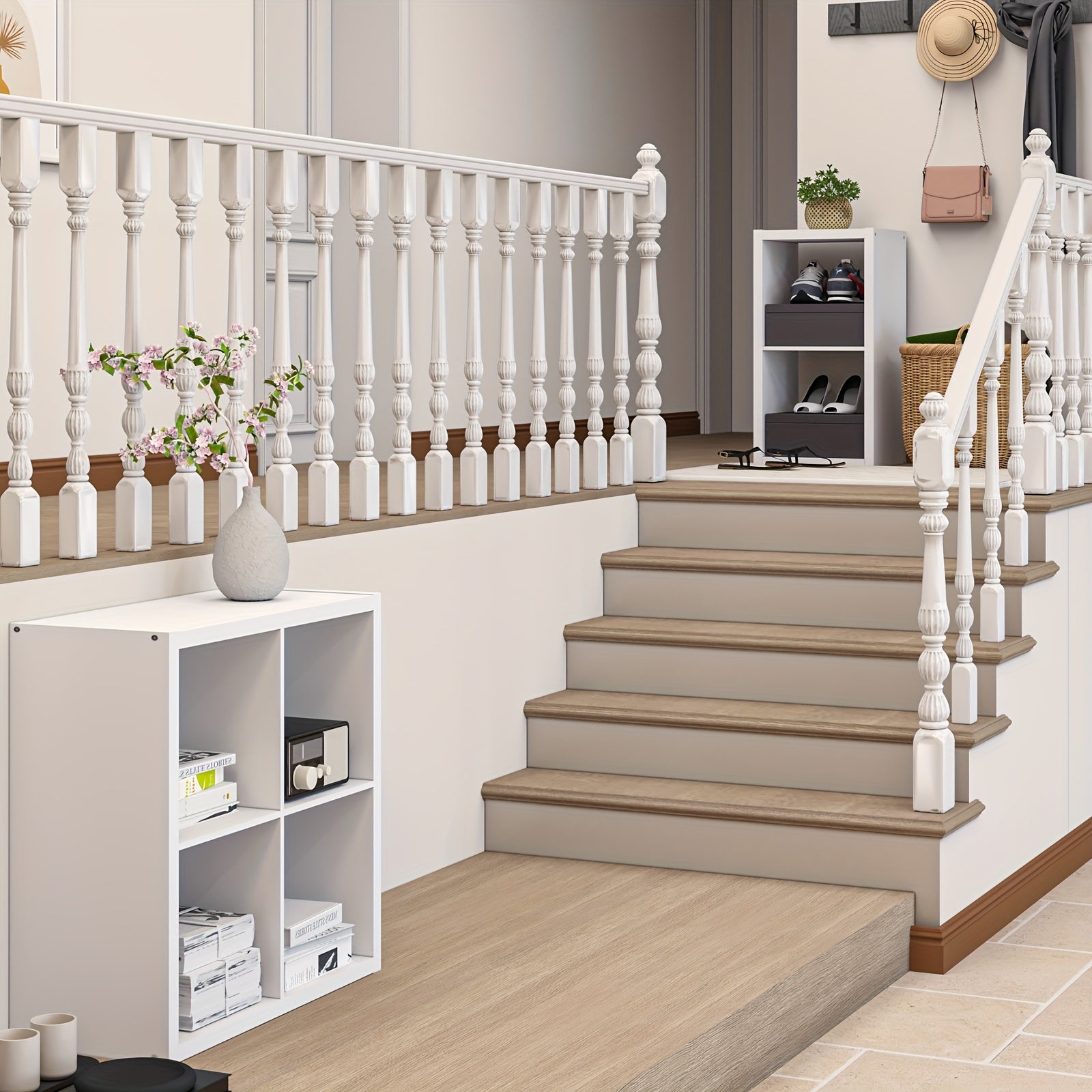2/3/4/6/8/9 Thick Frame Bookshelf, Open Back Panel Cube Storage Cabinet, Floor-standing Bookshelf With Anti-tip Kit, Wooden Open Display Rack For Living Room, Bedroom, Study, White/chocolate Open Bookshelf, With Open Back