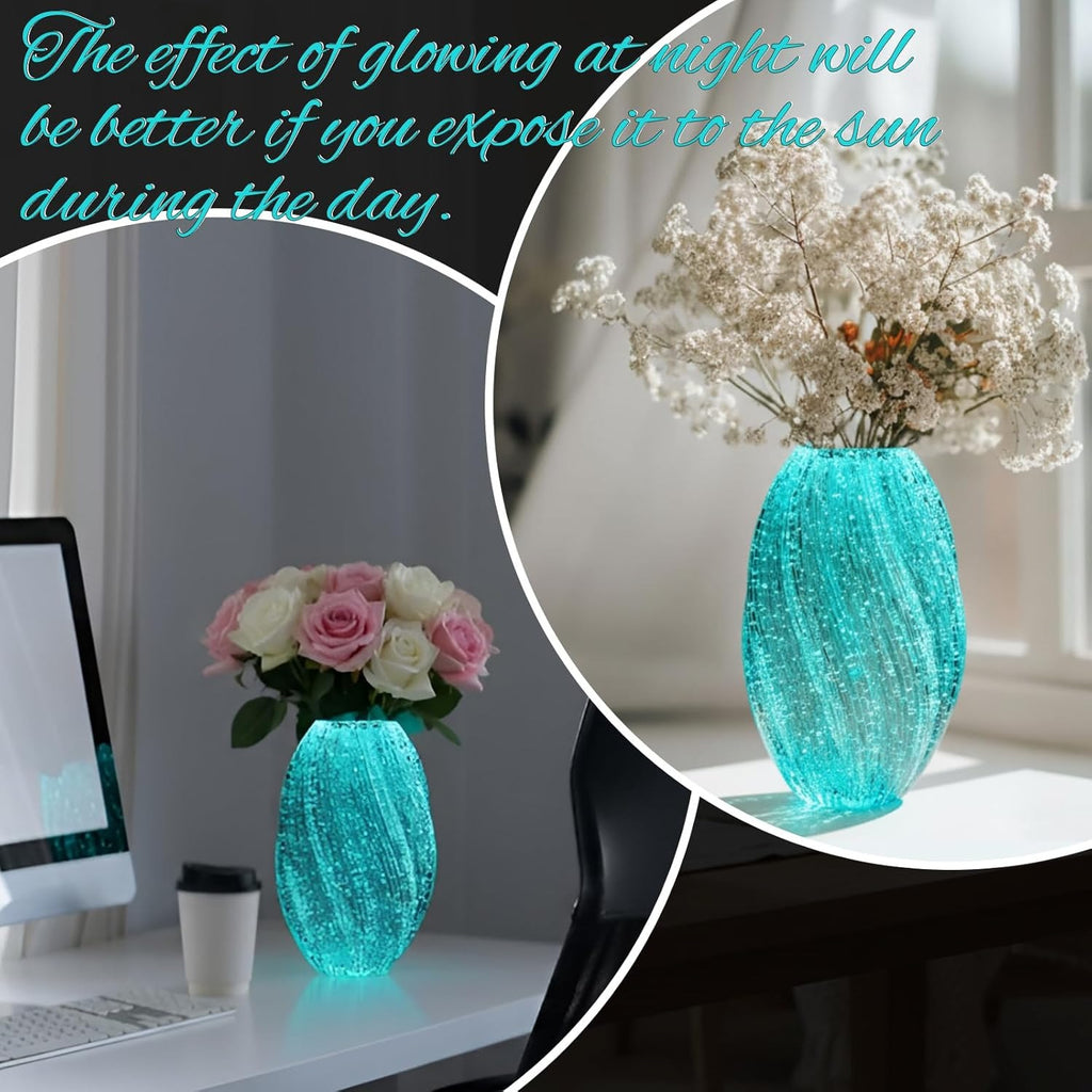 Versatile Decorative Flower Vase – tabletop floral display and modern home decor, Wave Mouth Vases Luminous Handmade Glass Flower Vase Desktop Ornaments Propagation Station Plant Holder, designed for American homes, daily convenience and practical gi
