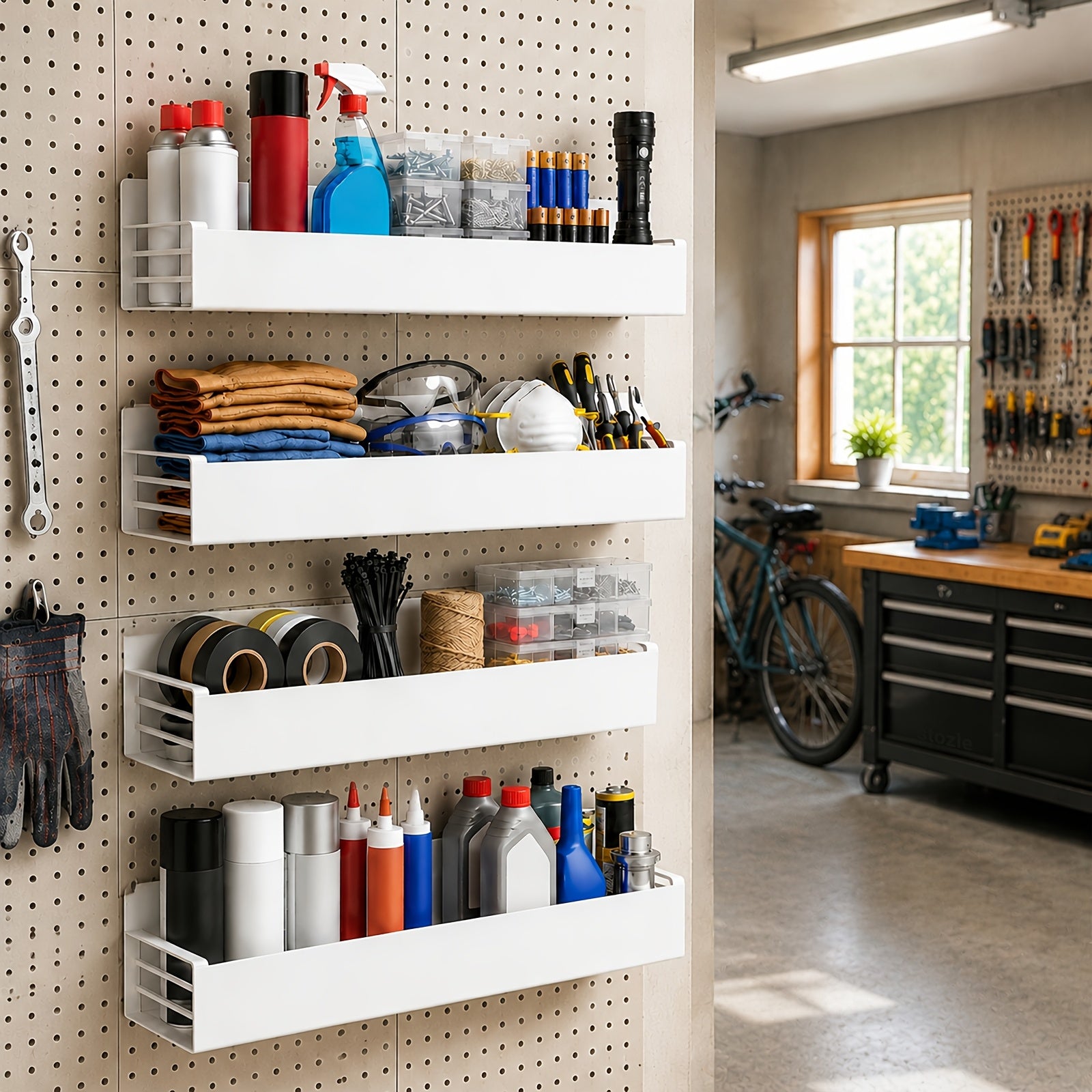 Kitchen Essential – 2/4pcs Strong Magnetic Shelves - Shelves, Magnetic Tool Racks, Suitable for Garages, Tool Rooms, Washing Machines, No Drilling Required for Installation, Can Be Used to H