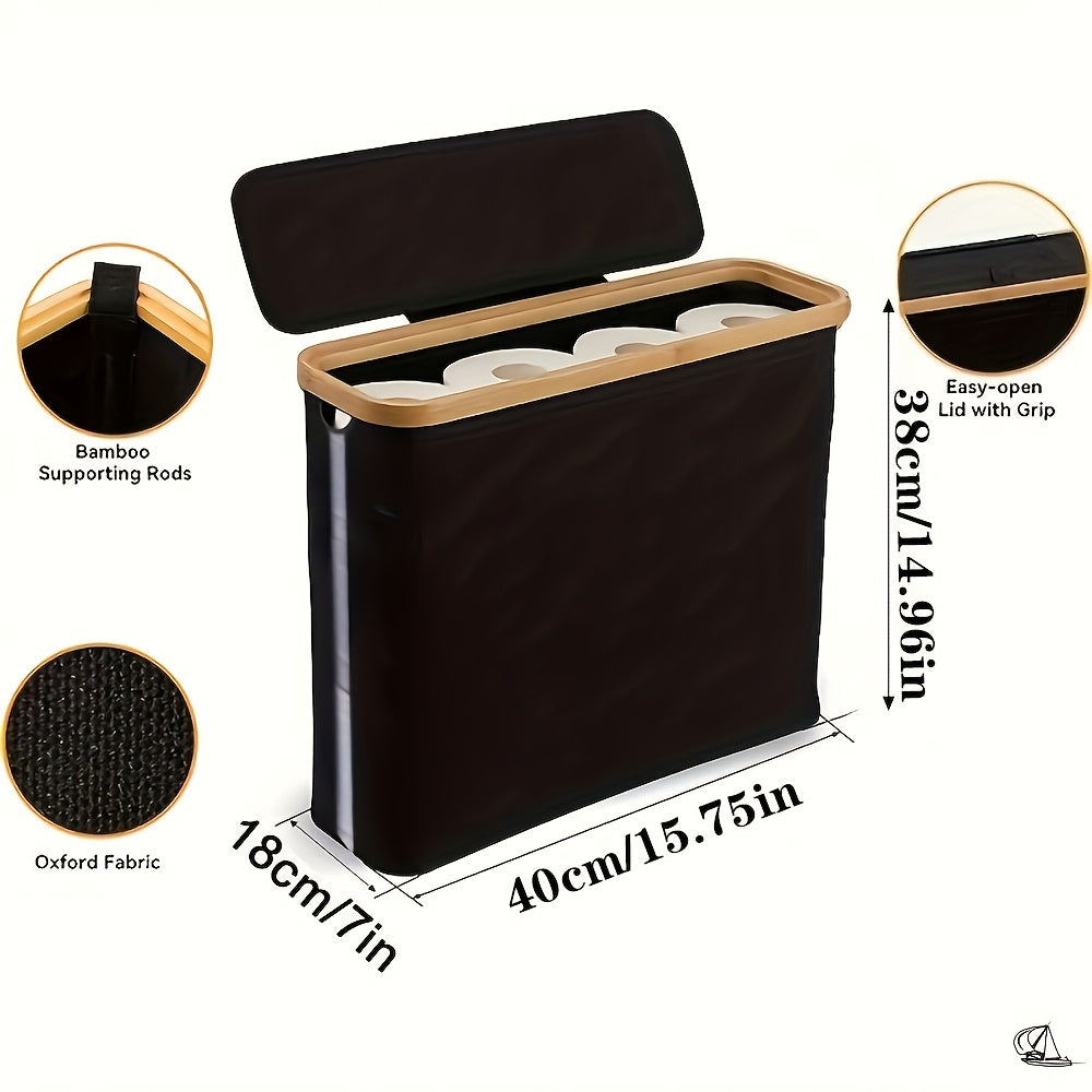 Space-Saving Stackable Home Storage Bins – portable space-saving storage, Bamboo Toilet Paper Holder with Lid - Foldable Bathroom Storage Box Independent Organizer That, designed for American homes, daily convenience and practical gifting