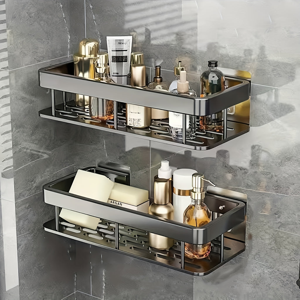 Great Value And Super Easy to Use - 2pcs Shelf Set, Portable Corner Hanging Organization Artifact, Bathroom And Toilet Storage, Very Stable, No Need to Drill Towel Bars, Punch-Free Shelf Sink Wall Storage Rack Kitchen Wall-Mounted Shelf