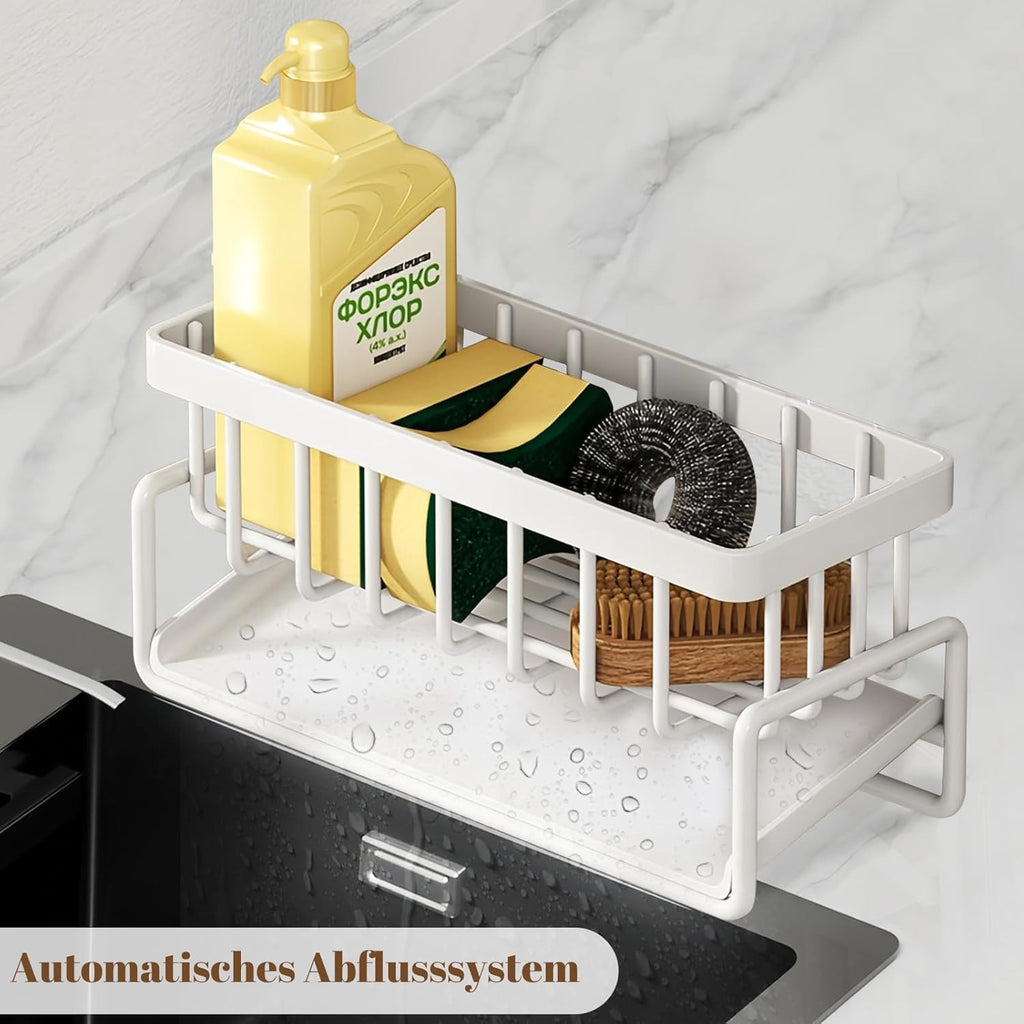 Stainless Steel Kitchen Sink Caddy With Drainage, 304 Stainless Steel Kitchen Sink, Sink Caddy With Drainage For Dishwashing Brush, Sponge, Soap And Scrubbing Accessories, Kitchen Accessories, Kitchen Organizers And Storage