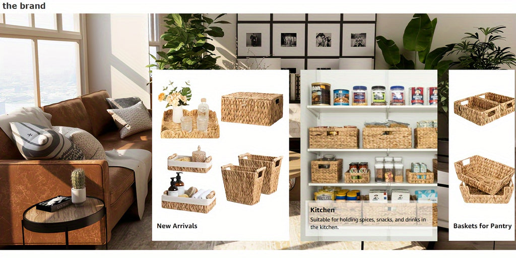 Heavy-Duty Adjustable Home Storage Rack – durable multi-purpose storage, Storage Baskets Square Wicker Baskets With Built-in Handles Hand-Woven Baskets For Bedroom Bathroom Pantry, designed for American homes, daily convenience and practical gifting