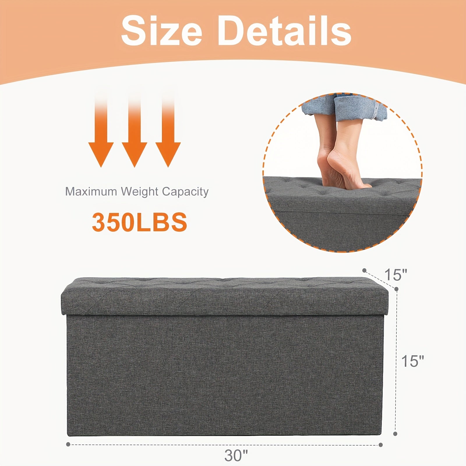Versatile Home Storage Organizer – space-saving everyday organization, Folding Storage Ottoman Bench Foot Rest Stools End of Bed Storage Bench Large Storage, designed for American homes, daily convenience and practical gifting