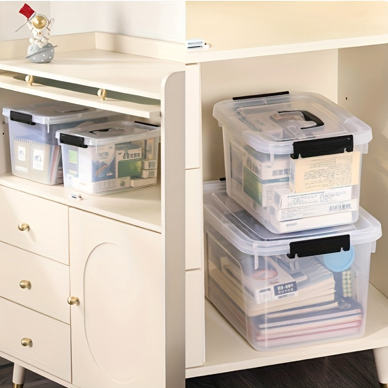 Easy-Access 6pcs Stackable Home Storage Bins – portable space-saving storage, 6pcs Stackable Transparent Plastic Large Capacity Storage Box Covered Storage Box - Suitable for, designed for American homes, daily convenience and practical gifting