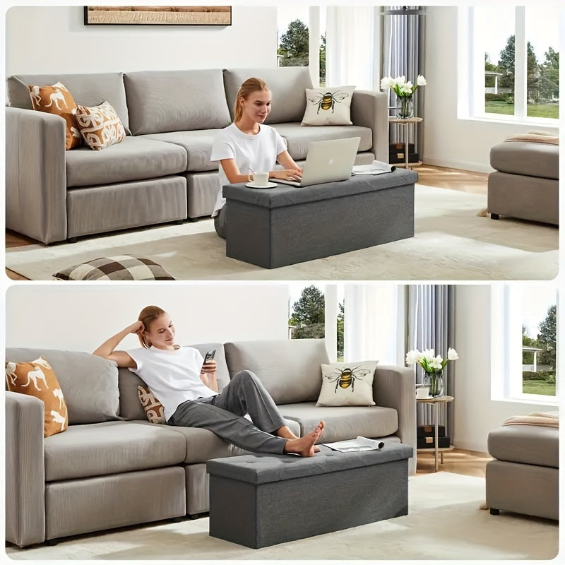 Versatile Home Storage Organizer – space-saving everyday organization, 43-Inch Large Folding Storage Ottoman Bench with Padded Seat - Heavy-Duty Footrest Hidden Compartment, designed for American homes, daily convenience and practical gifting