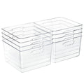 Kitchen Essential – 4/8 Pack Refrigerator Replacement Storage Box, 11 Inchx11 Inch Extra Large Clear Acrylic Organizer Square Containers, Plastic Storage Bins with Handle for Modern US Homes