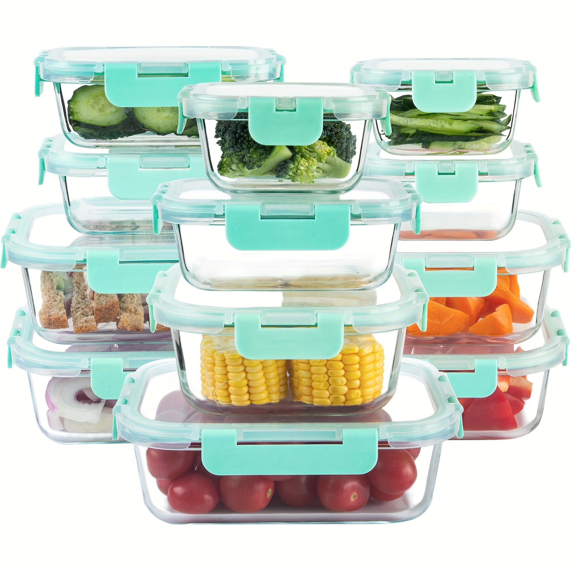 Food Storage Containers – leak-resistant reusable meal prep, 24pcs 12 Lids 12 Glass Bowl Borosilicate Glass