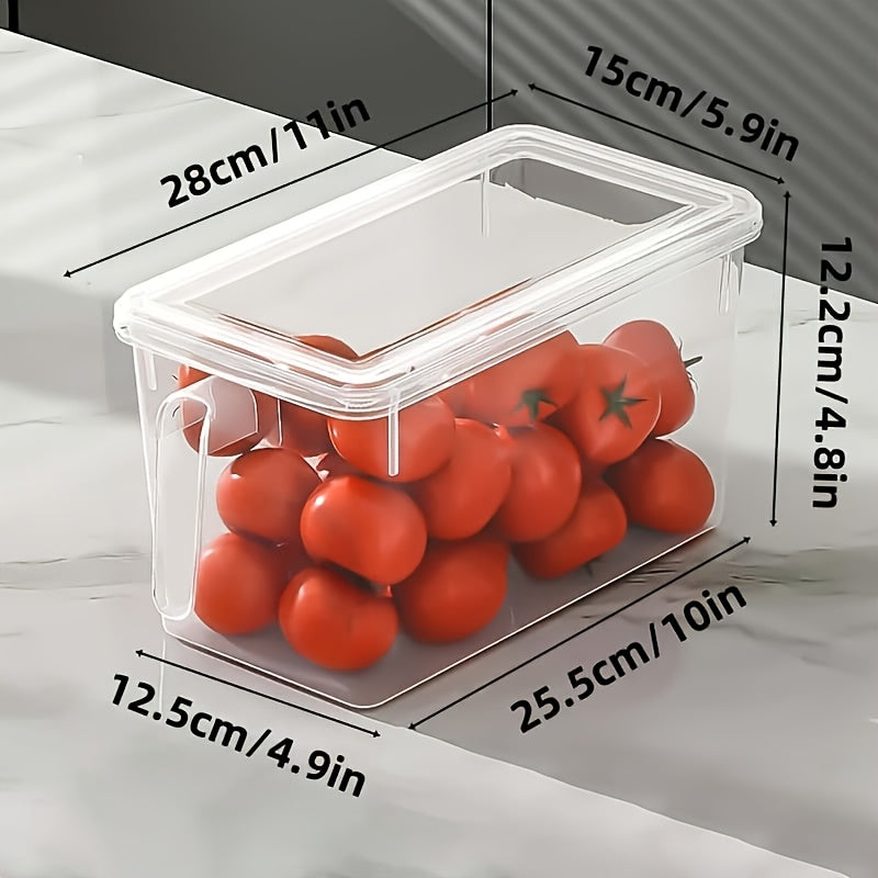 [Durable Food Organizer Bins] 6pcs (3pcs Boxes And 3pcs Lids) Refrigerator Storage Containers With Handles - Durable Plastic Food Organizer Bins For Fruits, Vegetables, Grains, Meats And Drinks, Easy-To-Move Design For Efficient Kitchen And Fridge Organiz