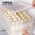 Kitchen Essential – 12pcs (6 Boxes + 6 Lids) Bulk Pack Food-Grade Refrigerator Storage Fresh-Keeping Box Cost-Effective Stock-Up Style Lidded Airtight Moisture-Proof for Dumplings BBQ Skewer