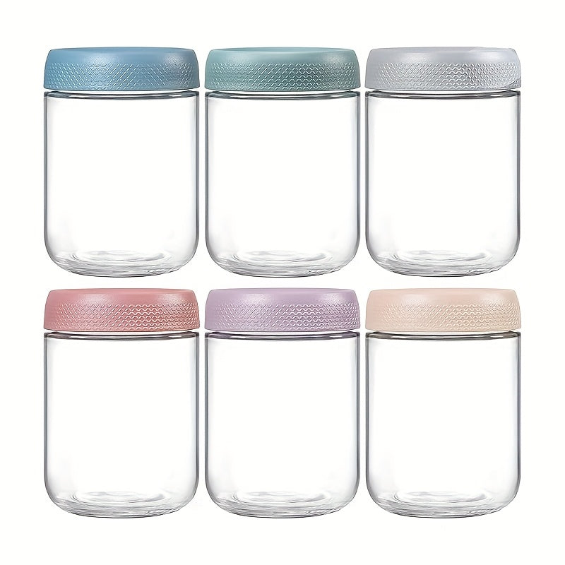 6-Pack Glass Airtight Jars with Silicone Sleeves, Moisture-Proof Food Storage Containers for Tea, Grains, Nuts, Snacks, and Yogurt