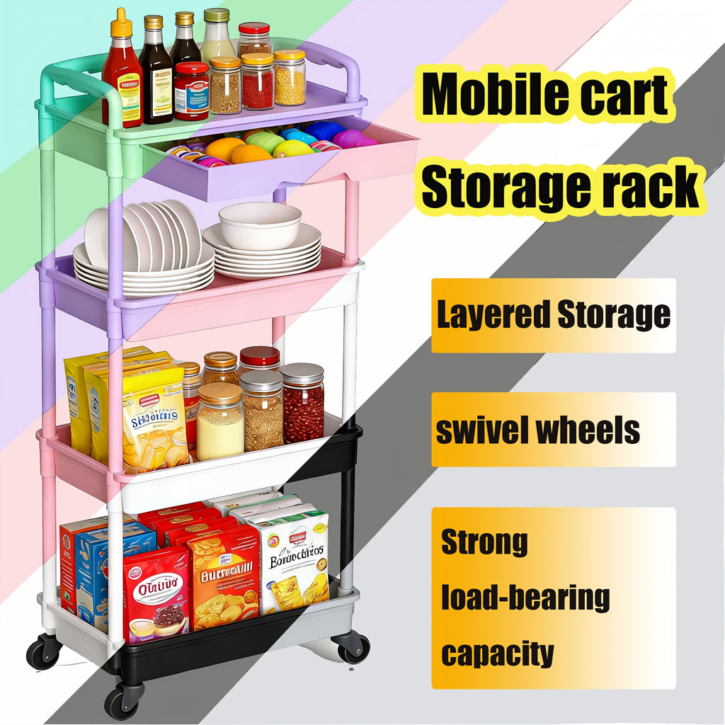 Easy-Access 3/4 Tier Refrigerator Bottle Organizer – easy-access beverage storage, Multi-Functional 3 4 Tier Rolling Storage Cart With Drawers - Durable Plastic Organizer With, designed for American homes, daily convenience and practical gifting