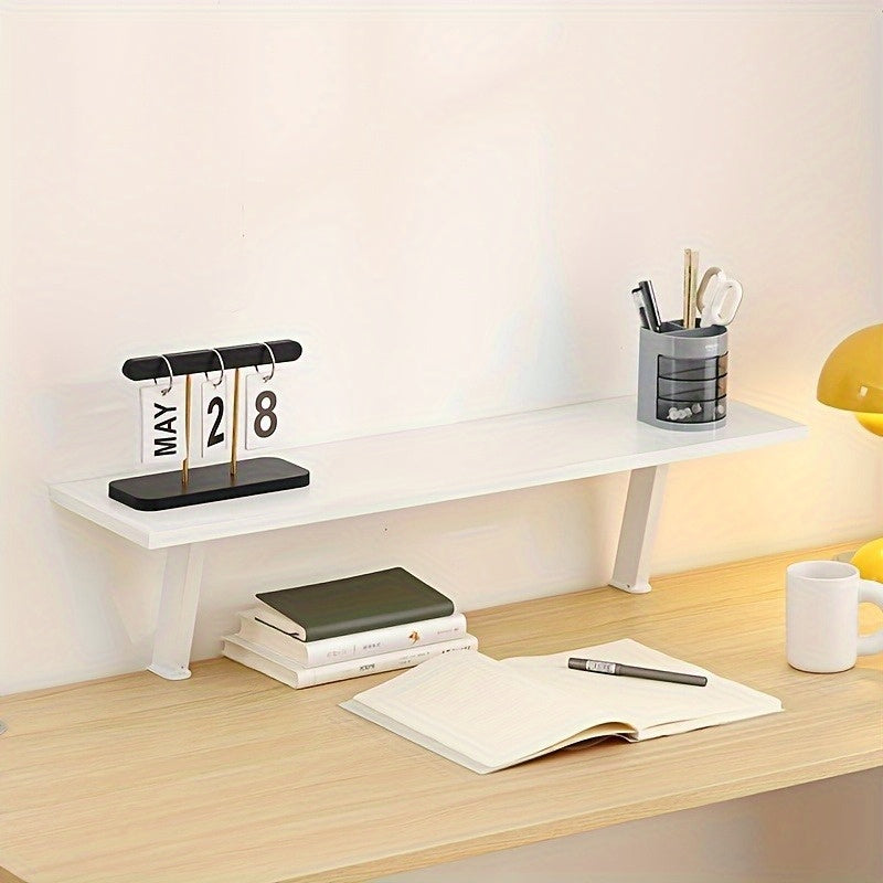 Compact 1pc Adjustable Home Storage Rack – durable multi-purpose storage, 1pc White Wooden Floating Desk Shelf - Rectangular No-Drill Countertop Organizer with Multiple Levels, designed for American homes, daily convenience and practical gifting