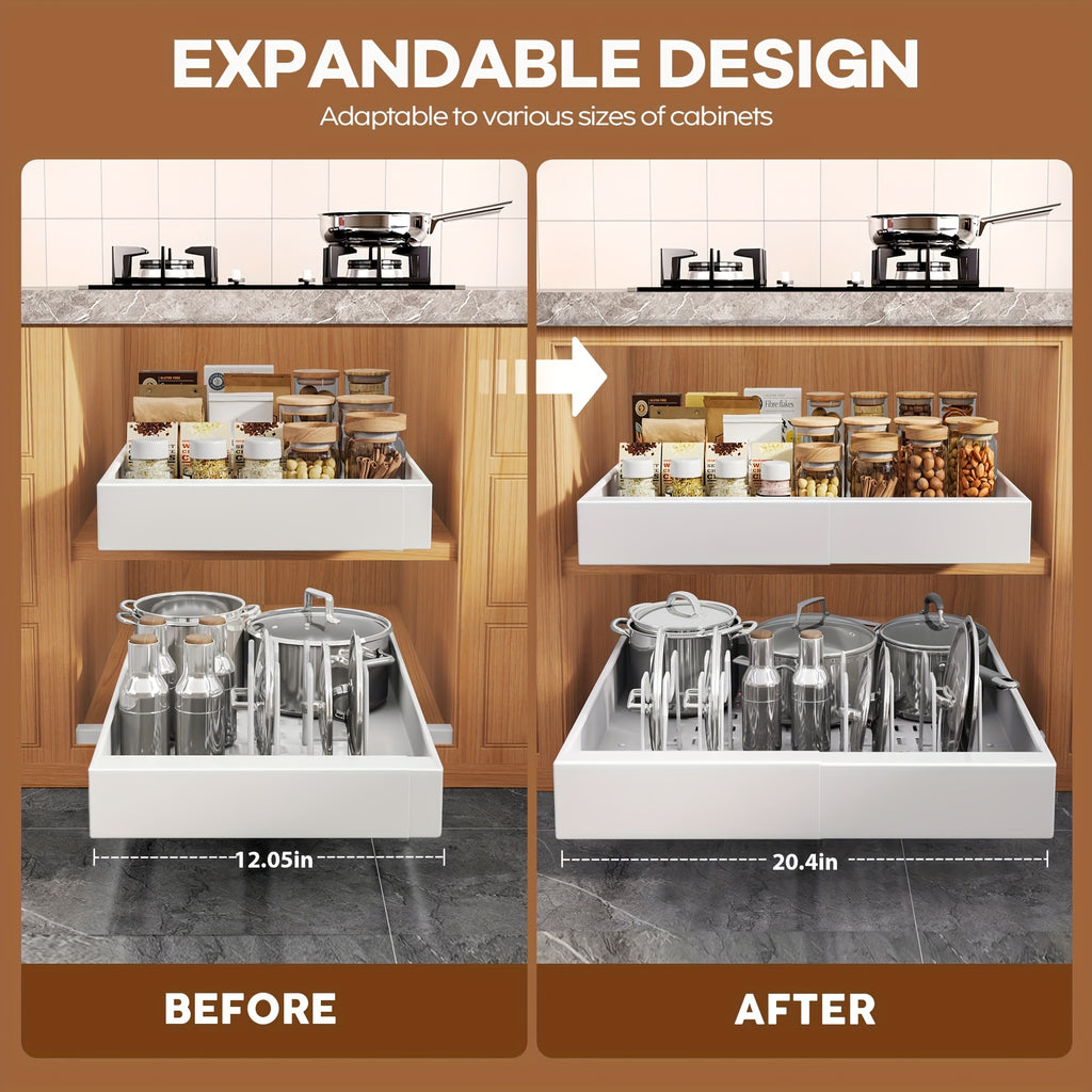 Versatile 1/4pcs Pull-Out Cabinet Organizer – smooth-access cabinet organization, 1 4pcs Expandable Kitchen Cabinet Pull-out Drawers Sliding Storage Racks for easy To Install, designed for American homes, daily convenience and practical gifting