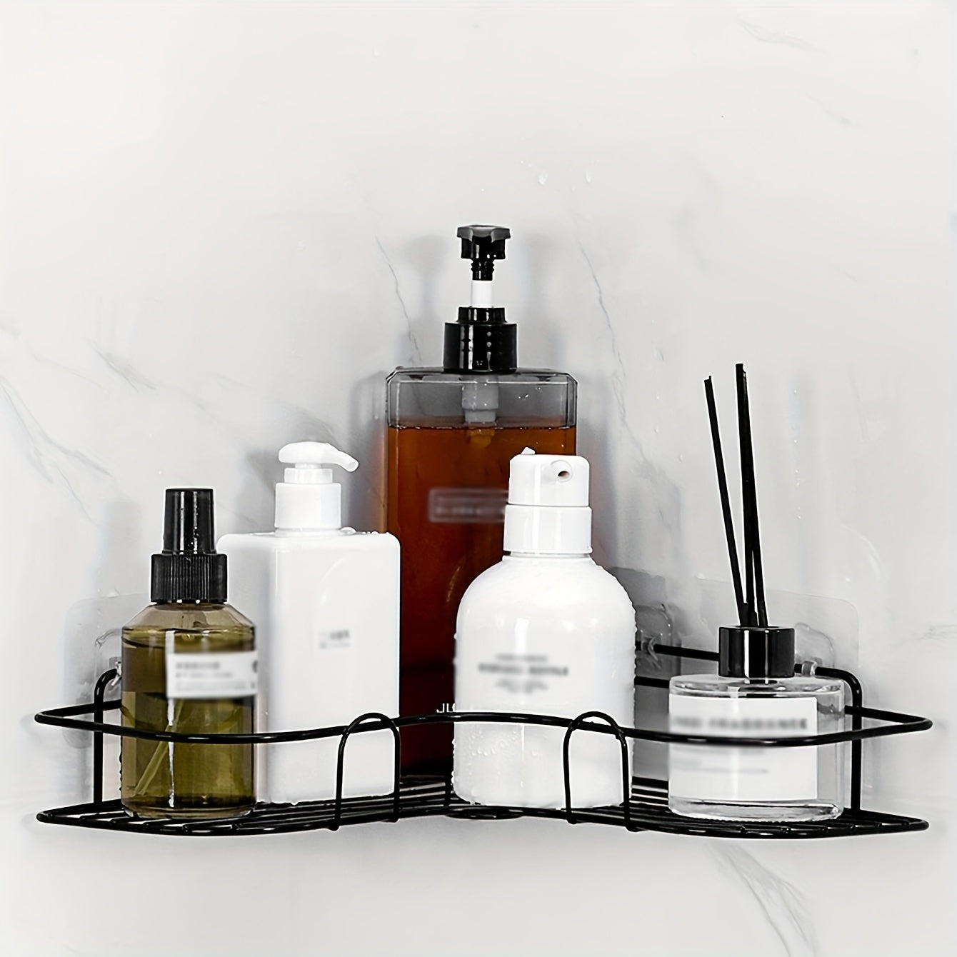 Storage Rack – 7pcs Bathroom Storage Rack Set, 2 Wall Mounted Corner Storage Racks, 5 Transparent