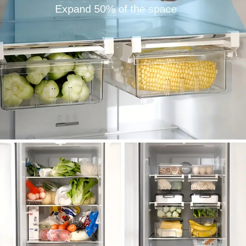 Heavy-Duty Stackable Storage Drawer – smooth-access cabinet organization, One Transparent Refrigerator Drawer Organizer Thickened Plastic Egg Storage Rack Suitable for Shelves Dividers, designed for American homes, daily convenience and practical gif