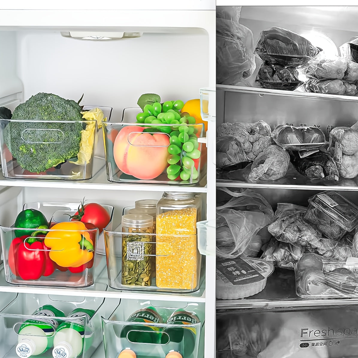 Space-Saving 8pcs Refrigerator Storage Organizer – easy-access fridge organization, 8pcs Clear Storage Organizer Set with Lids - 4 Large 4 Small Stackable PET, designed for American homes, daily convenience and practical gifting