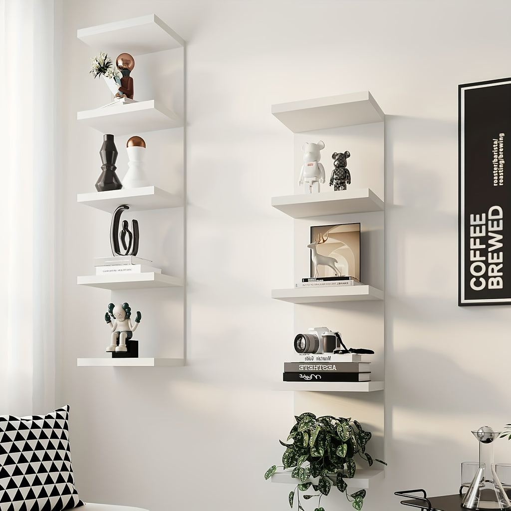 Home Storage Organizer – 3/5 Tier Floating Shelf Unit In Black Or White Innovative Space-saving Modern Storage Solution Quality Assured, Easy Installation Ideal for Bedrooms And Living Rooms