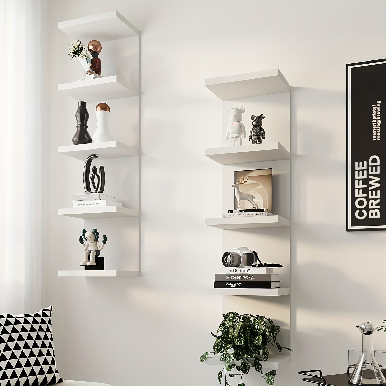 Home Storage Organizer – 3/5 Tier Floating Shelf Unit In Black Or White Innovative Space-saving Modern Storage Solution Quality Assured, Easy Installation Ideal for Bedrooms And Living Rooms