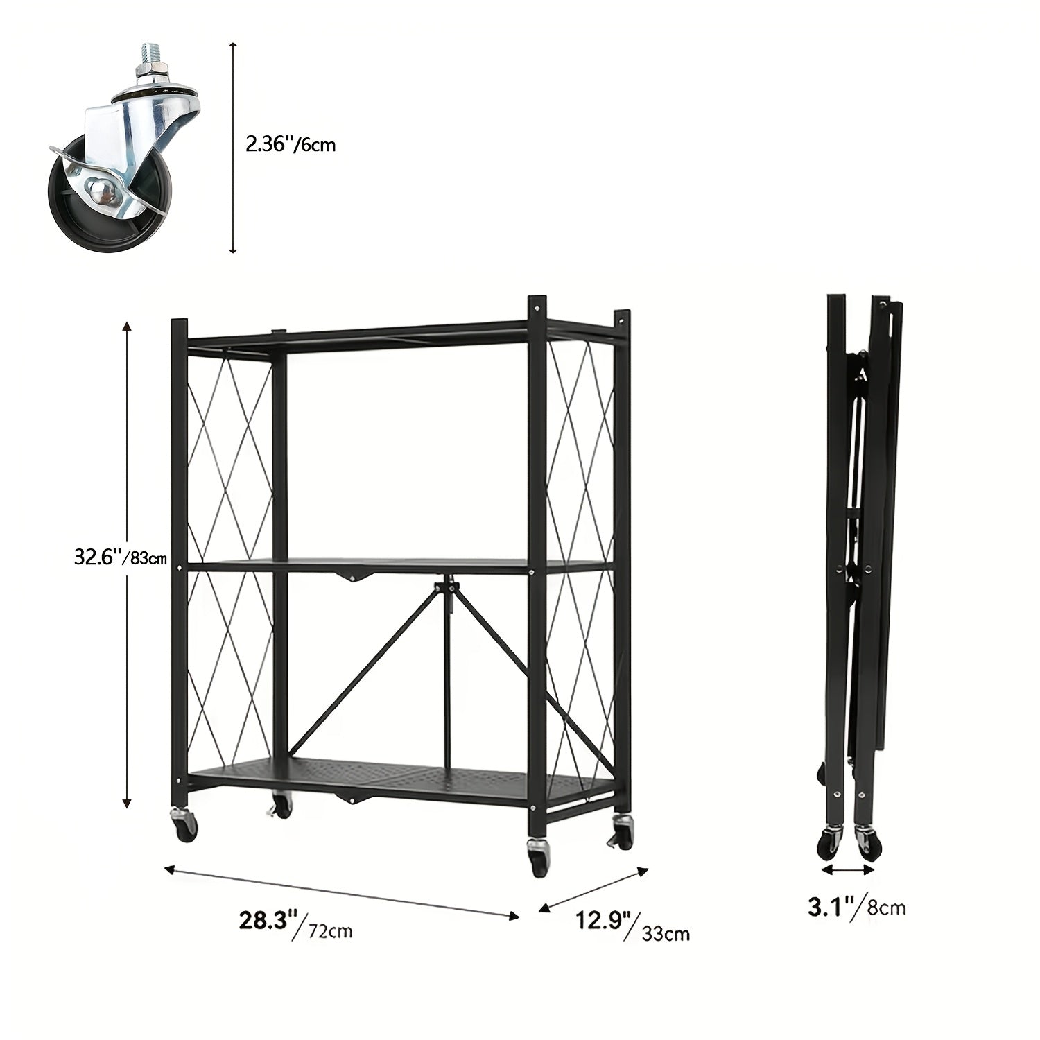Compact Adjustable Home Storage Rack – durable multi-purpose storage, 5 4 3-Tier Heavy-Duty Folding Storage Rack With Wheels - Portable Multi-Layer Floor-standing Shelf, designed for American homes, daily convenience and practical gifting