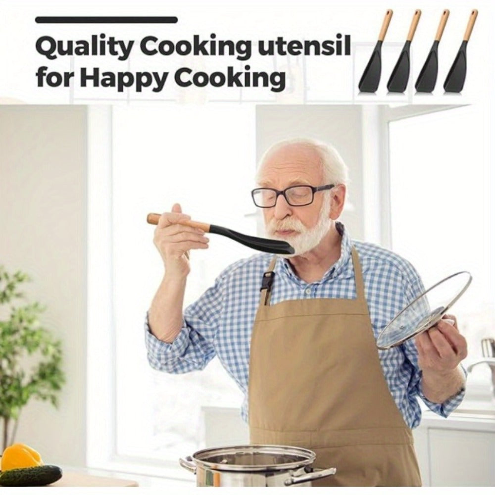 Space-Saving 5pcs Kitchen Cookware Set – versatile meal preparation, 5pcs Silicone Cooking Spoons for Nonstick Cookware - 12-Inch Heat-Resistant Kitchen Utensils with Ergonomic, designed for American homes, daily convenience and practical gifting