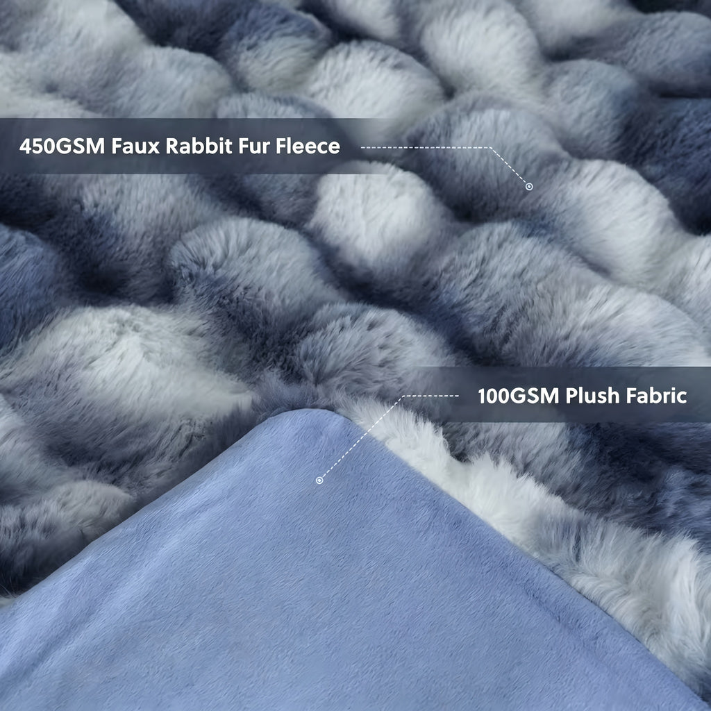 Throw Blanket – 1pc Orhopui Faux Rabbit Fleece Blanket, Soft Warm Throw Blanket, For Bedroom Guest