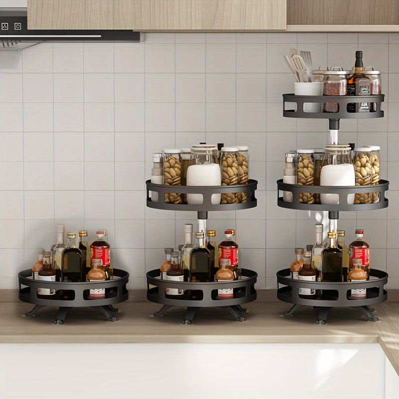 Spice Rack Organizer Turntable 1/2/3 Tier 360 Degree Rotating Spice Organization For Cabinet Metal Adjustable Height Lazy Seasoning Holder For Kitchen Cupboard Table Coffee Table Pantry Countertop Bathroom