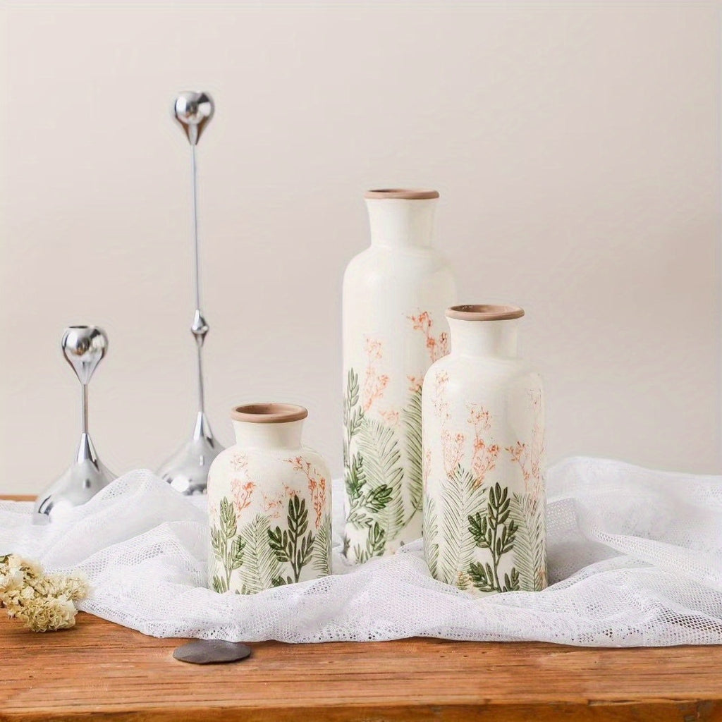 Versatile Ceramic Flower Vase – tabletop floral display and modern home decor, Hand Painted Green Floral Ceramic Vase Multiple Sizes Available Sold Separately Nordic, designed for American homes and practical gifting